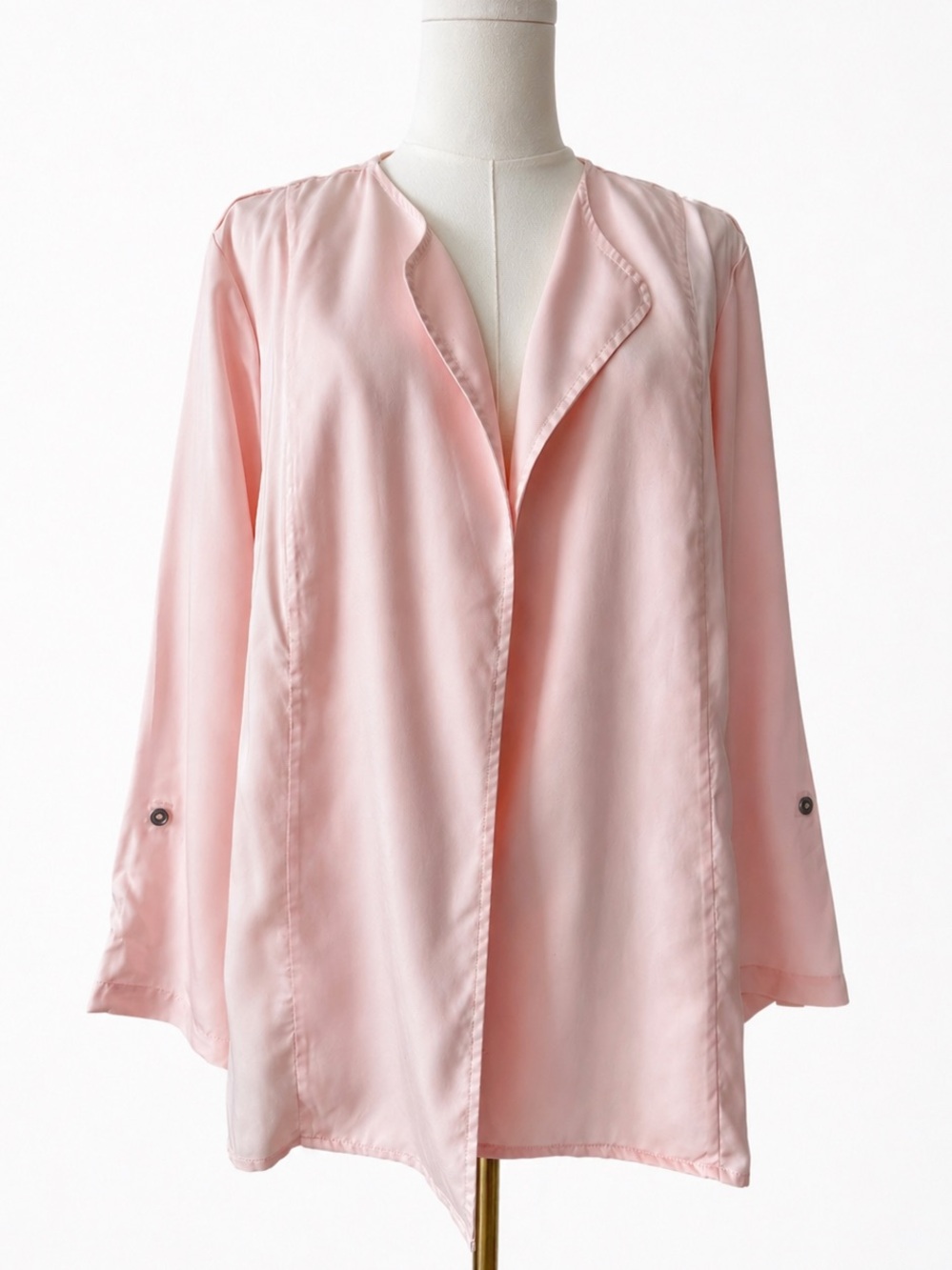 Chico’s NWT blush pink satin blazer lightweight open front jacket size 3